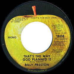 Billy Preston That's The Way God Planned It USED VINYL 7INCH 45 RPM SINGLE MONO