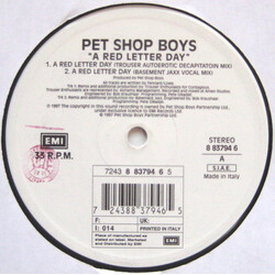 Pet Shop Boys A Red Letter Day VINYL 12" USED