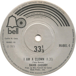 David Cassidy I Am A Clown USED VINYL 7INCH 33 S RPM