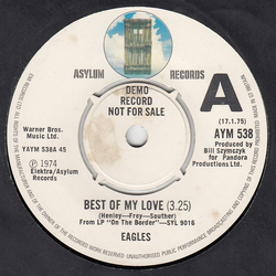 Eagles Best Of My Love Vinyl 7" USED