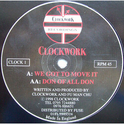 Clockwork (10) / Fu Man Chu We Got To Move It / Don Of All Don USED VINYL 12INCH