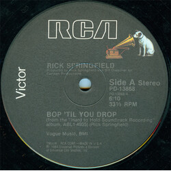 Rick Springfield Bop 'Til You Drop / Taxi Dancing USED VINYL 12INCH 33 S RPM