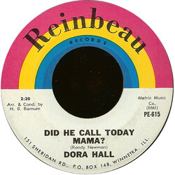 Dora Hall Did He Call Today, Mama? / It's All Over USED VINYL 7INCH 45 RPM