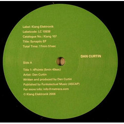 Dan Curtin Synaptic EP USED VINYL 12INCH 45 RPM 33 S RPM EP