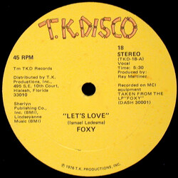 Foxy Let's Love / People Fall In Love (While Dancing) USED VINYL 12INCH 45 RPM STEREO