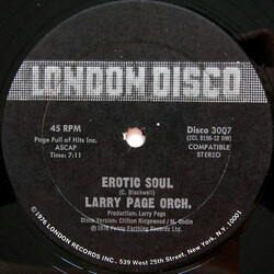 Larry Page Orchestra Erotic Soul / I'm Hooked On You VINYL 12" USED