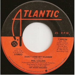 Phil Collins Don't Lose My Number USED VINYL 7INCH 45 RPM SINGLE