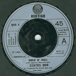 Status Quo Rock N' Roll Vinyl 7" USED