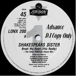 Shakespear's Sister Break My Heart (You Really) VINYL 12" USED