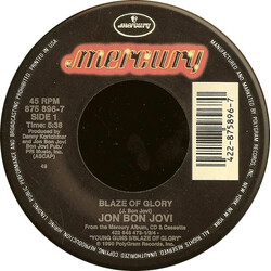 Jon Bon Jovi Blaze Of Glory USED VINYL 7INCH 45 RPM SINGLE STEREO