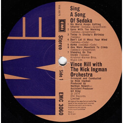 Vince Hill / Nick Ingman Orchestra Sing A Song Of Sedaka Vinyl LP USED