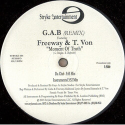 G.A.B / Freeway / Tanya Von Moment Of Truth (Remix) USED VINYL 12INCH 33 S RPM PROMO