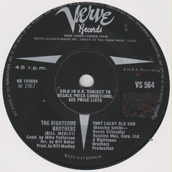 The Righteous Brothers That Lucky Old Sun Vinyl 7" USED
