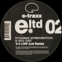 Sol Ray & Dynamic Intervention 2 U Live (Ltd Remix) USED VINYL 12INCH SINGLE SIDED LIMITED EDITION