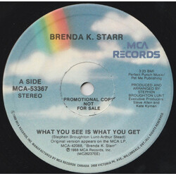 Brenda K. Starr What You See Is What You Get USED VINYL 7INCH 45 RPM SINGLE PROMO