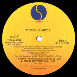 Depeche Mode Behind The Wheel (Extended Remix) USED VINYL 12INCH 33 S RPM SINGLE PROMO
