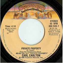 Carl Carlton Private Property USED VINYL 7INCH 45 RPM STYRENE