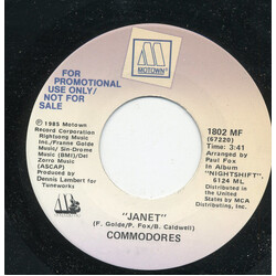 Commodores Janet USED VINYL 7INCH 45 RPM SINGLE PROMO