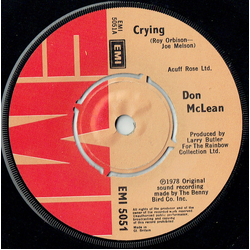 Don McLean Crying Vinyl 7" USED
