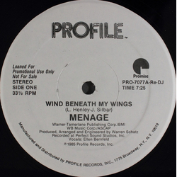 Menage (2) Wind Beneath My Wings Vinyl 12" USED