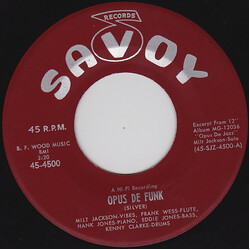 Milt Jackson / Frank Wess / Kenny Clarke / Hank Jones / Eddie Jones Opus De Jazz Vinyl 7" USED