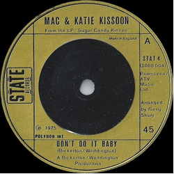 Mac And Katie Kissoon Don't Do It Baby Vinyl 7" USED