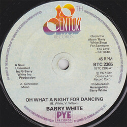 Barry White Oh What A Night For Dancing USED VINYL 7INCH 45 RPM SINGLE