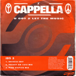 Cappella U Got 2 Let The Music USED VINYL 7INCH 33 S RPM 45 RPM SINGLE