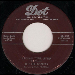 The Hilltoppers I Found Your Letter  /  Till Then Vinyl 7" USED