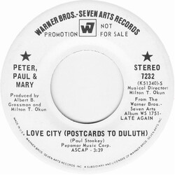 Peter, Paul & Mary Love City (Postcards To Duluth) USED VINYL 7INCH 45 RPM SINGLE PROMO