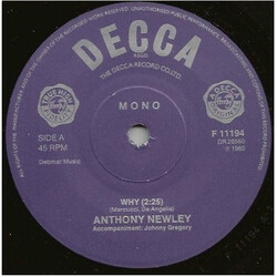 Anthony Newley Why USED VINYL 7INCH 45 RPM SINGLE REISSUE