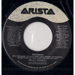 Milli Vanilli Megamix / Can't You Feel My Love USED VINYL 7INCH 45 RPM SINGLE PARTIALLY MIXED STEREO