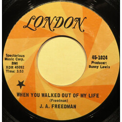 J.A. Freedman When You Walked Out Of My Life USED VINYL 7INCH 45 RPM