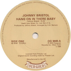 Johnny Bristol Hang On In There Baby / Memories Don't Leave Like People Do USED VINYL 7INCH 45 RPM SINGLE