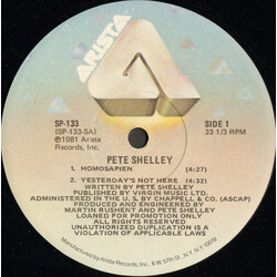 Pete Shelley Sides Of Pete Shelley USED VINYL 12INCH 33 S RPM PROMO