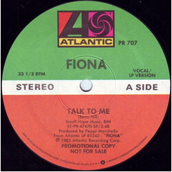 Fiona (4) Talk To Me USED VINYL 12INCH 33 S RPM PROMO