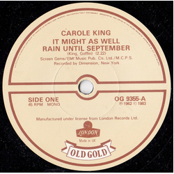 Carole King It Might As Well Rain Until September Vinyl 7" USED