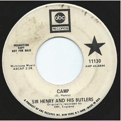 Sir Henry & His Butlers Camp USED VINYL 7INCH PROMO