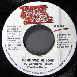 Shabba Ranks Come Wuk Mi Look USED VINYL 7INCH 45 RPM