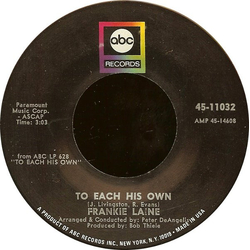 Frankie Laine To Each His Own Vinyl 7" USED