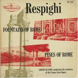 Ottorino Respighi / Argeo Quadri / Orchester Der Wiener Staatsoper Fountains Of Rome / Pines Of Rome Vinyl LP USED