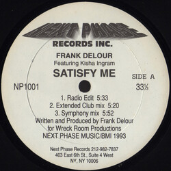 Frank Delour / Kisha Ingram Satisfy Me USED VINYL 12INCH 33 S RPM
