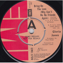 Gloria Jones Bring On The Love (Why Can't We Be Friends Again) USED VINYL 7INCH 45 RPM SINGLE PROMO