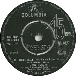 Jane Morgan The Three Bells (The Jimmy Brown Song) / I Want To Be With You Vinyl 7" USED