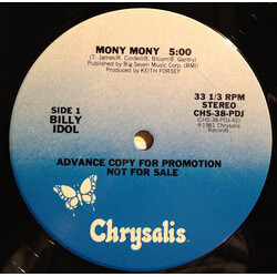 Billy Idol Mony Mony USED VINYL 12INCH 33 S RPM ADVANCE PROMO