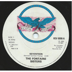 The Fontane Sisters Seventeen / Hearts Of Stone Vinyl 7" USED