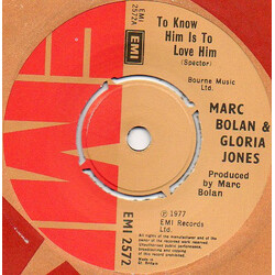 Marc Bolan / Gloria Jones To Know Him Is To Love Him USED VINYL 7INCH 45 RPM SINGLE STEREO