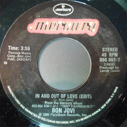 Bon Jovi In And Out Of Love Vinyl 7" USED