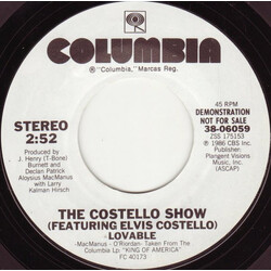 The Costello Show / Elvis Costello Lovable USED VINYL 7INCH 45 RPM SINGLE PROMO STYRENE