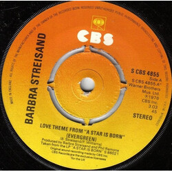 Barbra Streisand Love Theme From "A Star Is Born" (Evergreen) USED VINYL 7INCH 45 RPM SINGLE